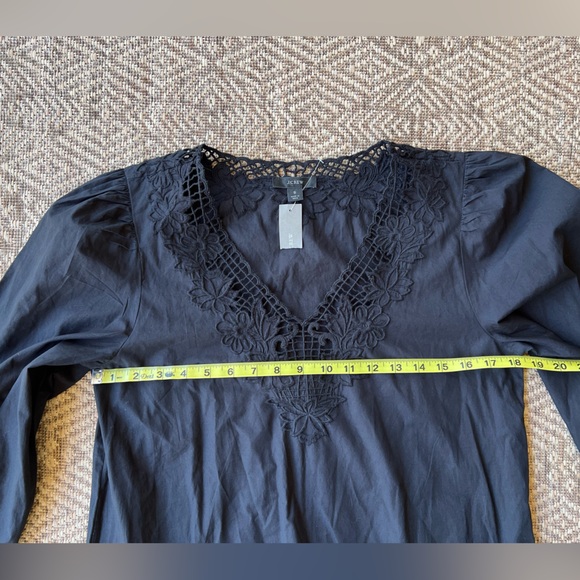 NWT J. Crew Eyelet Trim Cotton Long Sleeves Mini Dress Size Small - Picture 8 of 10